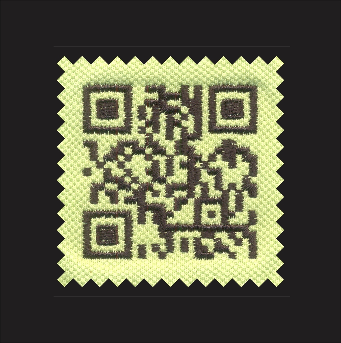 Precise Quality Embroidered QR Code Sewn out.Signup